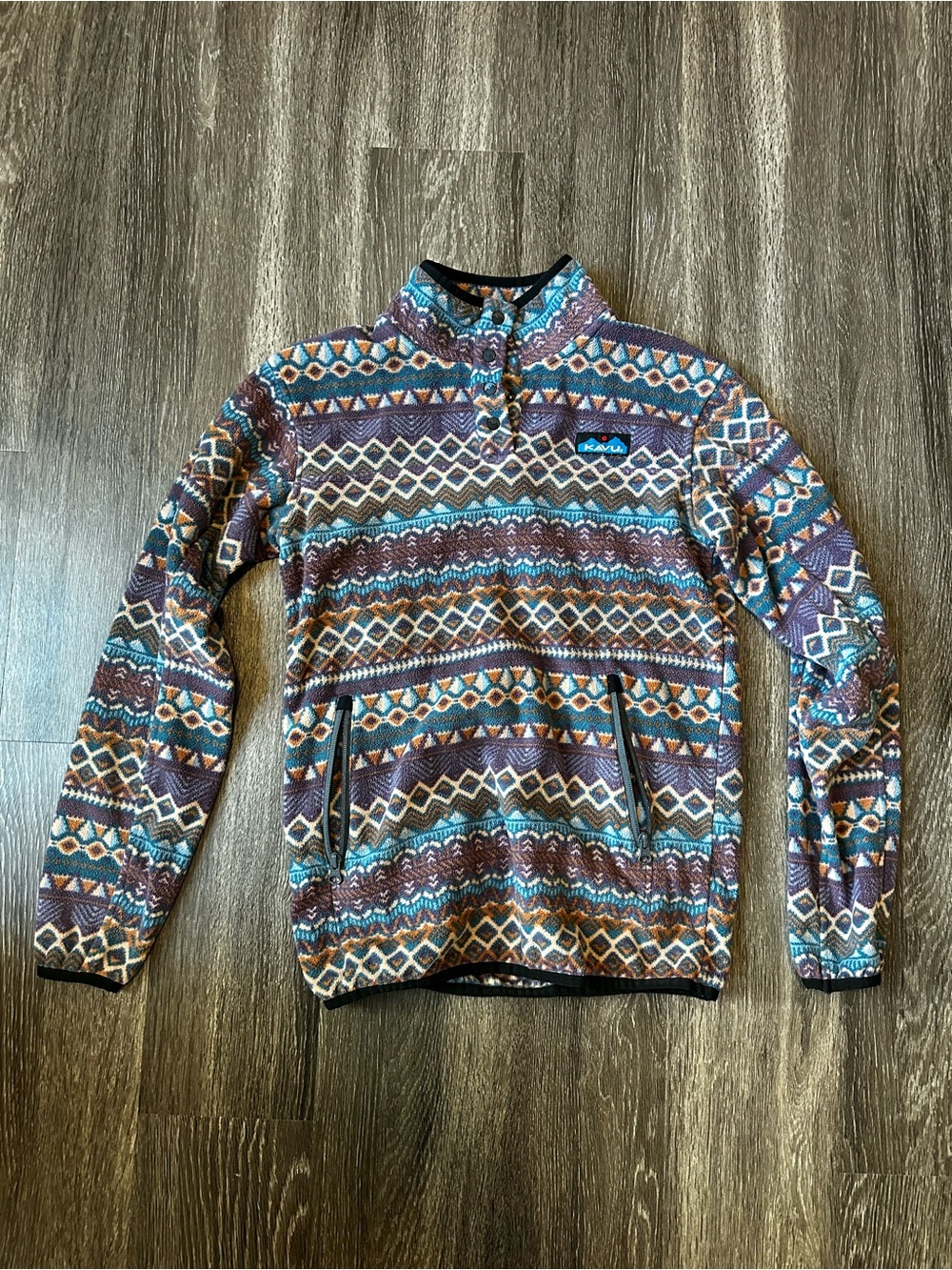 KAVU women’s Zip-Up Fleece Pullover - Teal, Purple, Brown